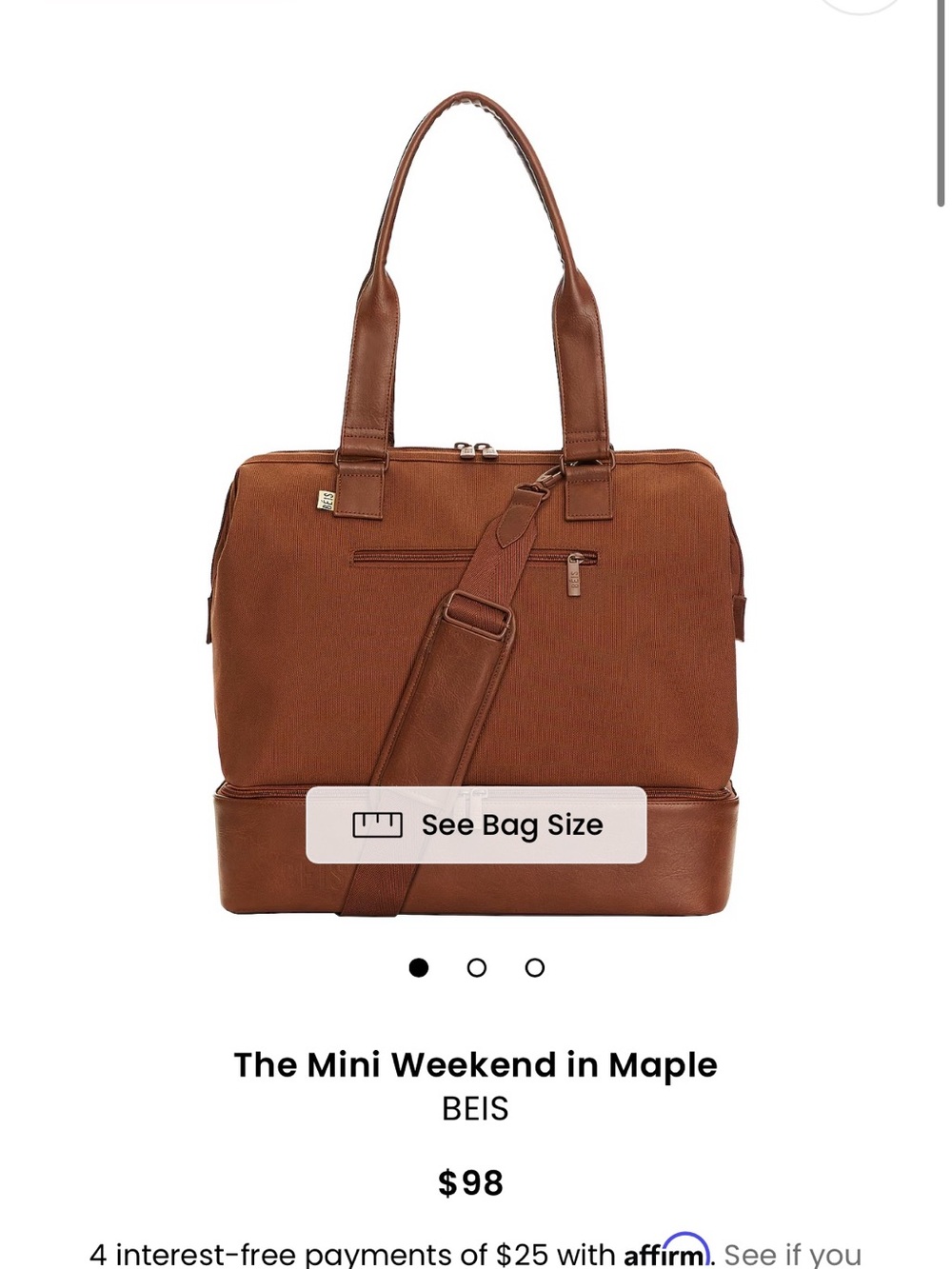 BEIS Mini Weekend Bag in Maple Brown